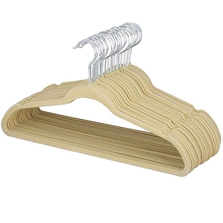 Yahee 100 x Kleiderbügel Anti-Rutsch Samt Anzugbügel Beige