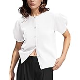 Womens Lightweight Puff Short Sleeve Cardigan Sweater Summer Y2k Cropped Knit Button Up Blouse Tops