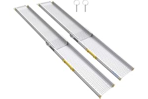 Ruedamann 6FT Portable Aluminum Wheelchair Ramp, 8" W, Holds Up to 600lbs, Two Section Telescoping Adjustable Non-Skid Ramp for Wheelchairs,Stairs,Steps,1 Set