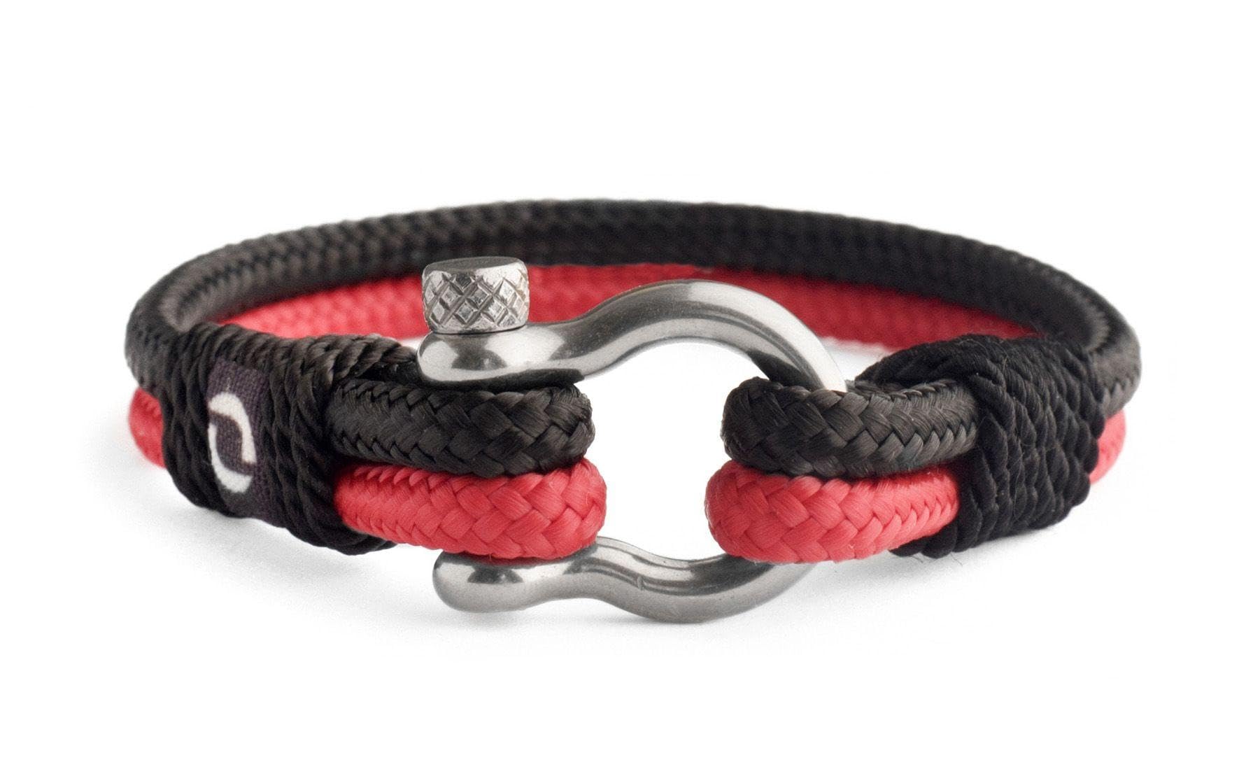 Pulsera de cuerda para hombre – Grillete plateado de acero inoxidable, Paracord impermeable extremadamente duradero y resistente a los arañazos, hecho a mano, pulsera náutica para hombres de 2 a 8,5