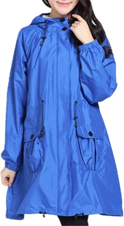 Amazon レディース レインコート ウインドブレーカー レインポンチョ 可愛い ファション スリム 軽量 撥水 防風 防水 防汚 フード付き ロング丈 通勤 通学 レディース用 おしゃれな撥水 レインウェア ファッションレインコート 綺麗 可愛い 梅雨対策 レインコート