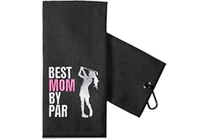 TOUNER Best Mom by Par Golf Towels Embroidered Funny Golf Wash Clothes, Golfing Bag Towel Gifts for Women Golfer, Mother's Day Retirement Birthday Towel Gifts for Women Golfers, Ladies, Mom