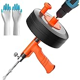 Drain Auger, Plumbing Snake with Drill Adapter, 35ft Heavy Duty Flexible Sink Steel Drum Auger and Drain unblocking Snake, Ma