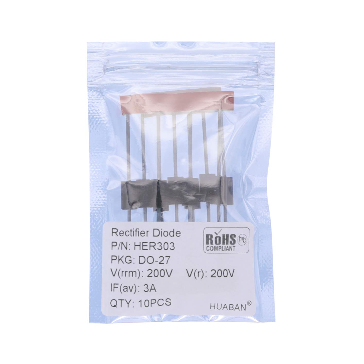 HUABAN 10PCS HER303 High Efficiency Rectifier Diode 3A 200V 50-70ns DO-201AD (DO-27) Axial 3 Amp 200 Volt