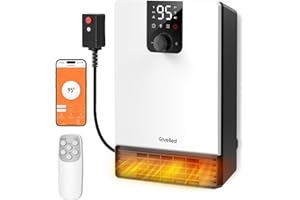 GiveBest Wall Heater for Bathroom, 1500W Fast Heating Electric Space Heater with ALCI Plug, Adjustable Thermostat, 3 Heating Modes, 24H Timer, Easy Mounted Heater for Indoor Use, Home, Office, White