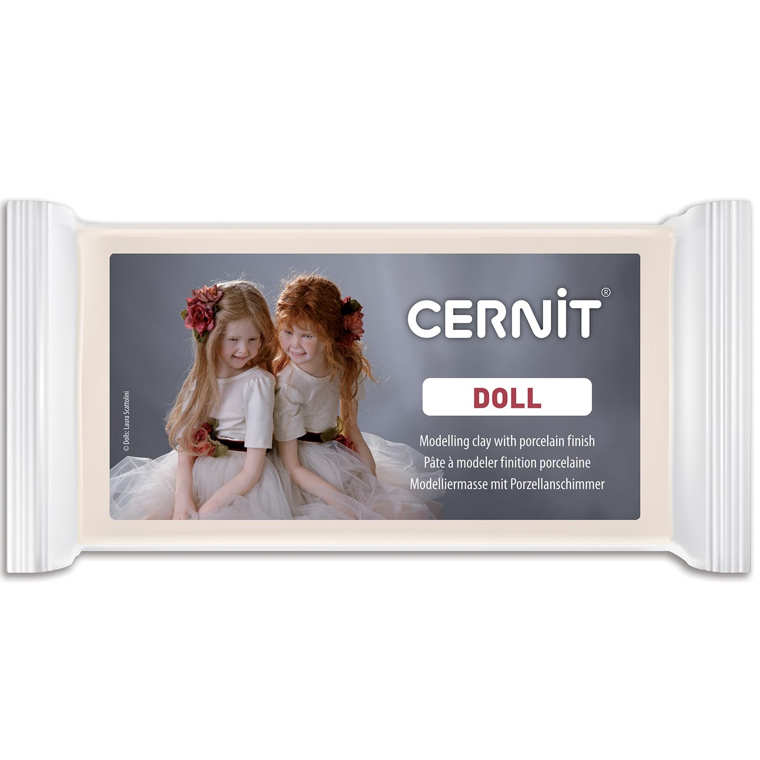 CERNIT CE0950500425C - A Pack of Polymer Clay - Translucent Doll Range - Modelling and Baking Clay - Pink-Beige Colour - 500 g Block - Manufactured in Belgium