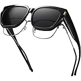HAOLOTA Polarized Fit Over Glasses Sunglasses for Women Men Trendy Square Wrap Around Shades UV Protection
