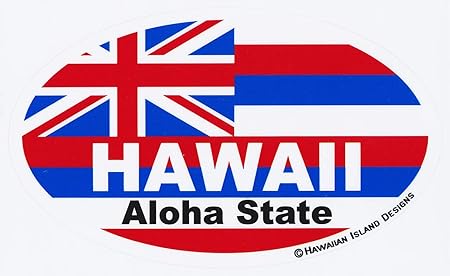 Amazon Co Jp ハワイアン雑貨 ハワイ雑貨 Hid アイランドデザイン ステッカー ハワイ州旗 オーバル ハワイ お土産 車 バイク