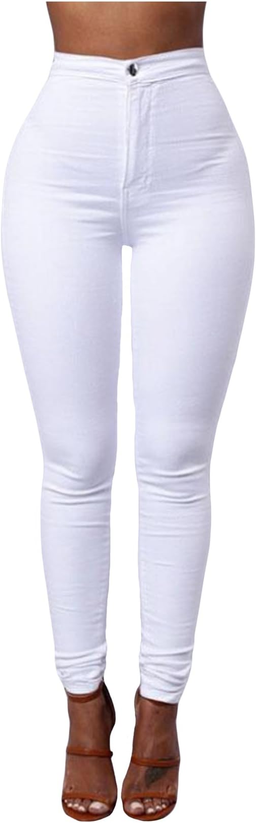 newrong Women's Super High Waisted Stretchy Pencil Pants Tights Leggings Casual Skinny Jeans