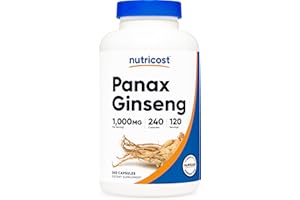 Nutricost Panax Ginseng 1000mg, 240 Capsules - Non GMO, Gluten Free, 120 Servings