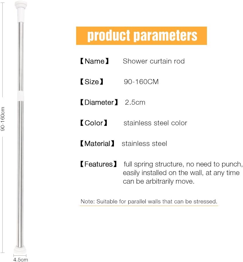 KINLO 110-160cm Barra de cortina de ducha telescópica Barra de cortina