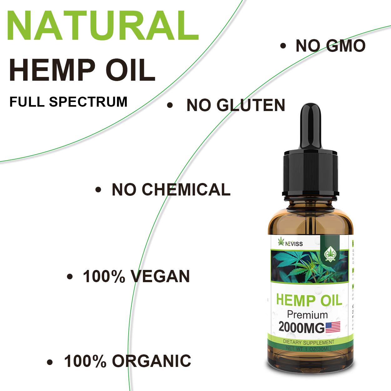 (2 Pack) Hemp Oil 2000mg for Relieve Pain, Stress & Anxiety Relief, Improve Sleep - Organic Hemp Herbal Oil, 100% Natural Hemp Herbal Extract - Made in USA