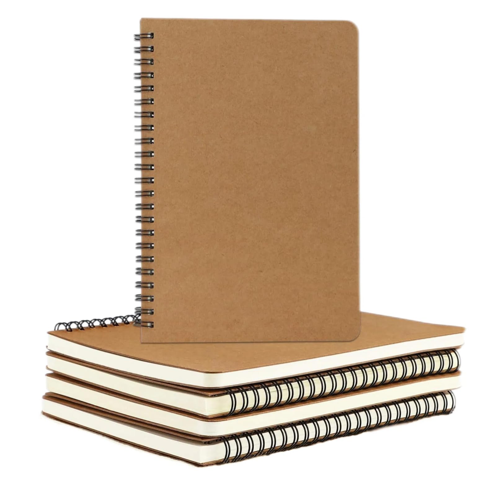 ABCDPP 5 Packs Spiral Notepad A4, A4 Notebook, 50 Pages/Kraft Cover Wirebound Notebooks Bulk Journals, 28.5 * 21 CM Lined Notebook for Business Office School Travel
