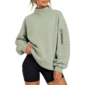 Mock Neck Sweatshirt Women Long Sleeve Casual Lightweight Sweatshirts No Hood Fall Fashion Oversized Turtleneck Pullover