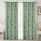 H.VERSAILTEX Blackout Curtains for Bedroom 84 Inches Length Thermal Insulated Birds Rustic Printed Curtain Drapes for Living Room Energy Efficient Room Darkening Home Decoration Curtains Pair, Sage