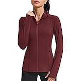 PINSPARK Women's Athletic Jackets Slim Fit Workout Jacket Full Zip Up Running Gym Yoga Sports Tops with Pockets