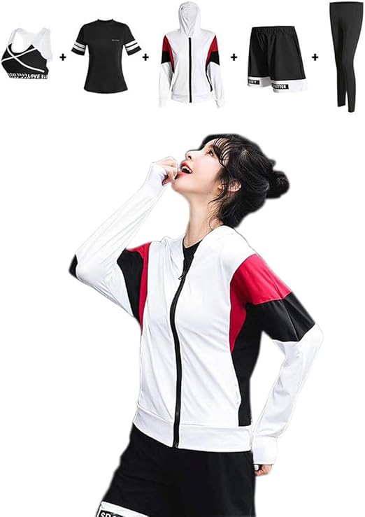 Amazon スポーツウエア レディース ヨガ服 5点セット 伸縮性 吸汗速乾 トレーニング 上下セット 運動服 上下セット 通販