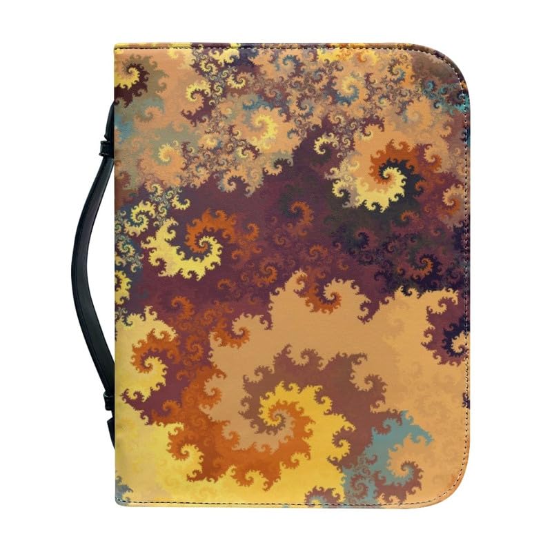 Garronmavis Pixel Orange Painting Bible Cover for Men Women, Spiral Paintings Bible Carrying Case, Fractal Art Bible Book Covers - L — image 1