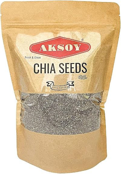 AKSOY Premium Raw Black Chia Seeds 1.25KG Non-GMO Vegan Keto Paleo