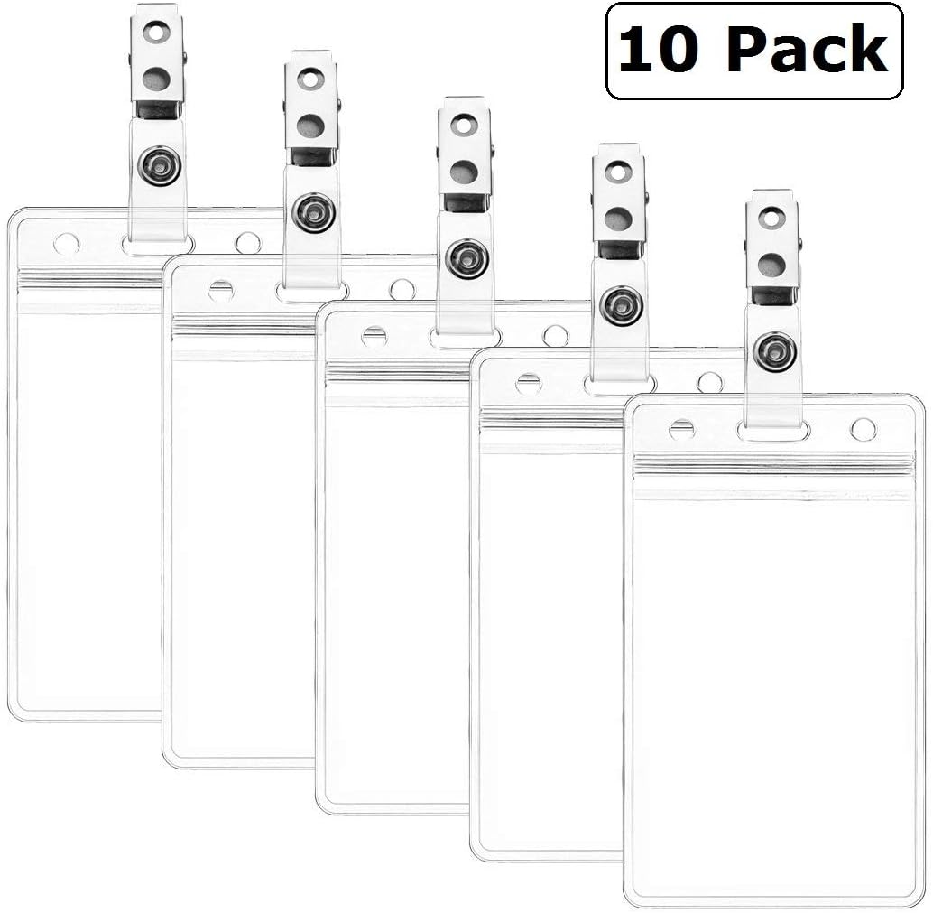 Clear Plastic Name Tag Holders and Metal Badge Clips with