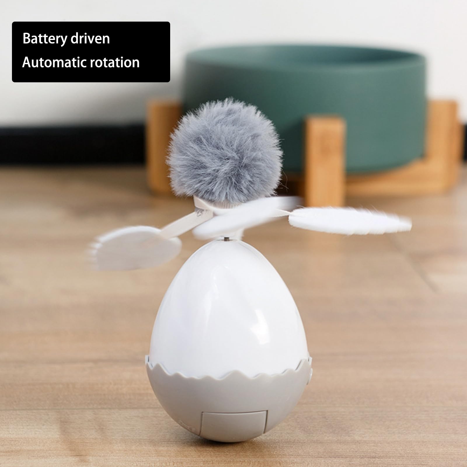 AIKEXINXI Cat Toys Kitten Indoor Interactive Automatic Tumbler Feather Toys with 2 Kinds of Detachable Heads Exercise Wheel Mobile Battery Stop in 10 Minutes
