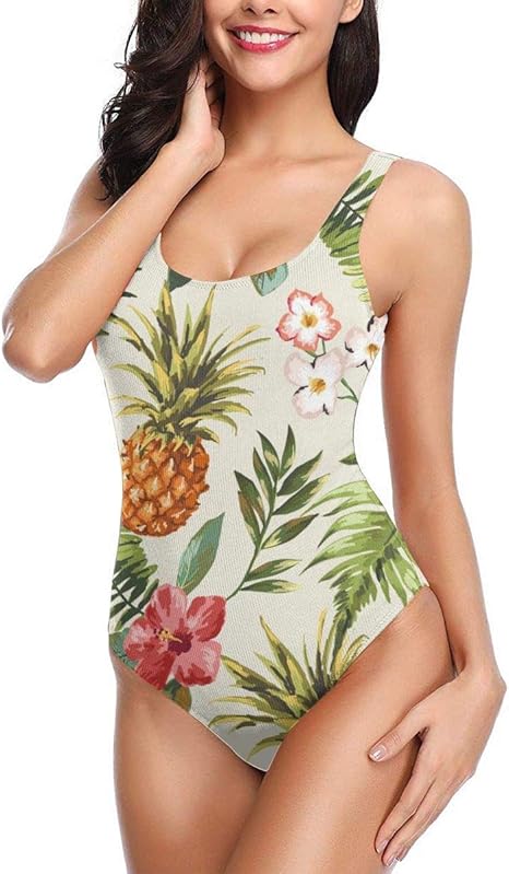 womens pineapple one piece swimsuit