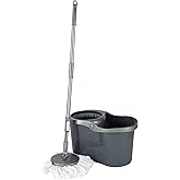 Simplify Self Wringing Mop & Bucket Set | 16 Liter | Extendable Handle | Gentle on Floors Cleaning Supplies, Grey