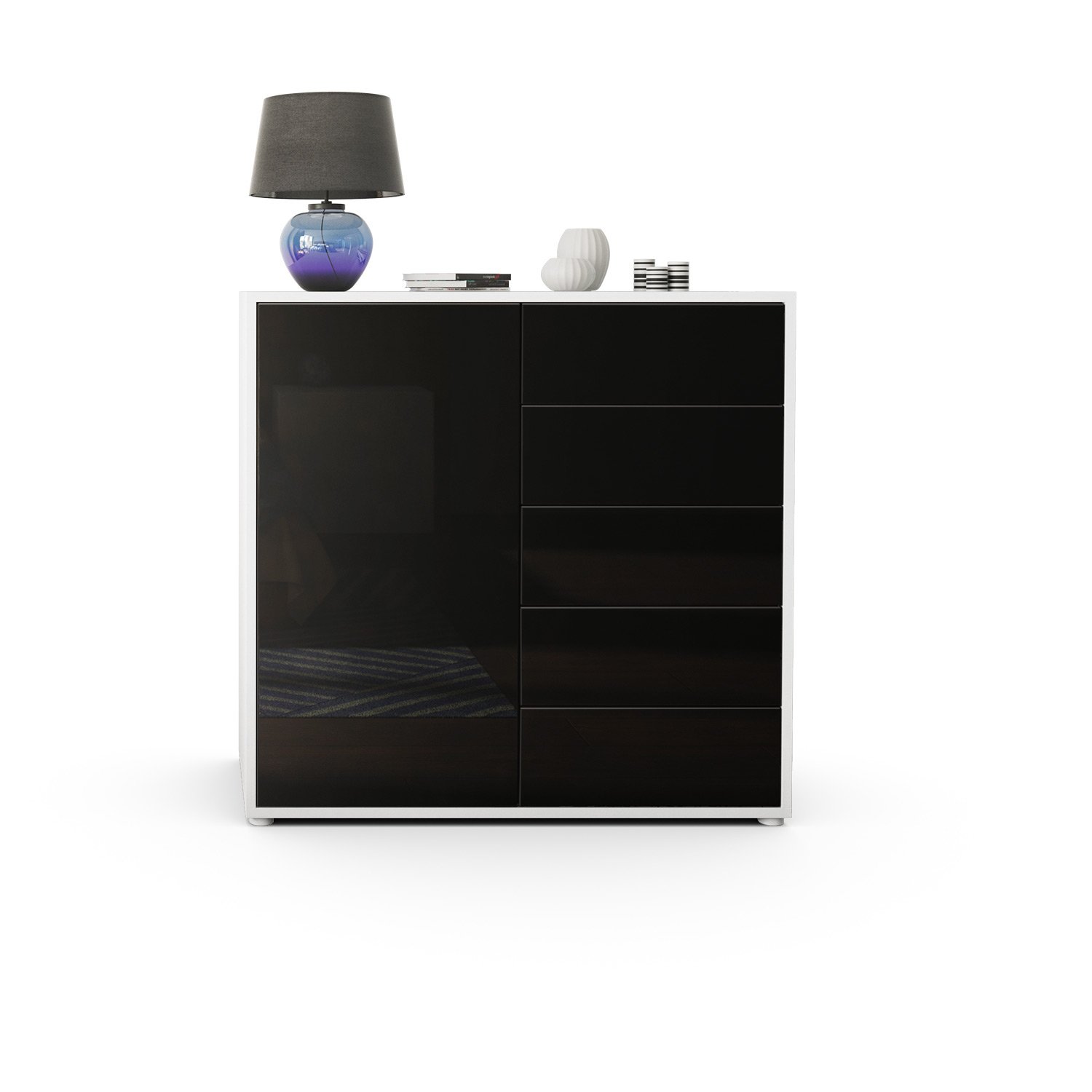 Vladon Cabinet Chest Drawers Ben V2 Carcass In White Matt Front