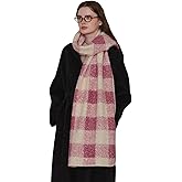 MININAI Winter Warm Scarf for Women Cold Weather Chunky Wrap Shawl Scarfs Big Thick Soft Plaid Blanket Scarves