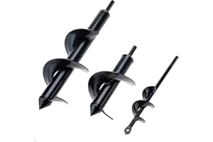 Tysun 3 Pack Garden Auger Drill Bit, Auger Spiral Drill Bit for Planting Garden Bulbs Bedding Planting Auger for Drill Post H