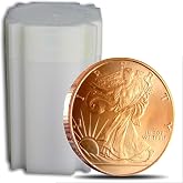 Twenty 1 Oz. Walking Liberty Coin .999 Fine Copper Bullion Art Rounds in Coin Tube By Unique Metals