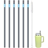 KLOWOAH Replacement Straws Compatible with Stanley 64oz Cup Tumbler, with 1 Brush,Pack of 6 (blue-grey)