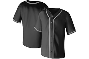 Aizqaoalk Blank Baseball Jerseys for Men Shirts Short Sleeve Hip Hop Sports Casual Button Down Uniforms Hip Pop