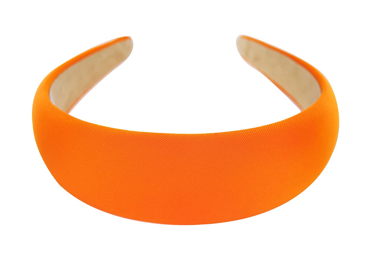Axy Wide Headband with Fabric Padded Candy Colours – Beautiful Women's Headband Hair Accessory HRK2A (Orange) — image 1
