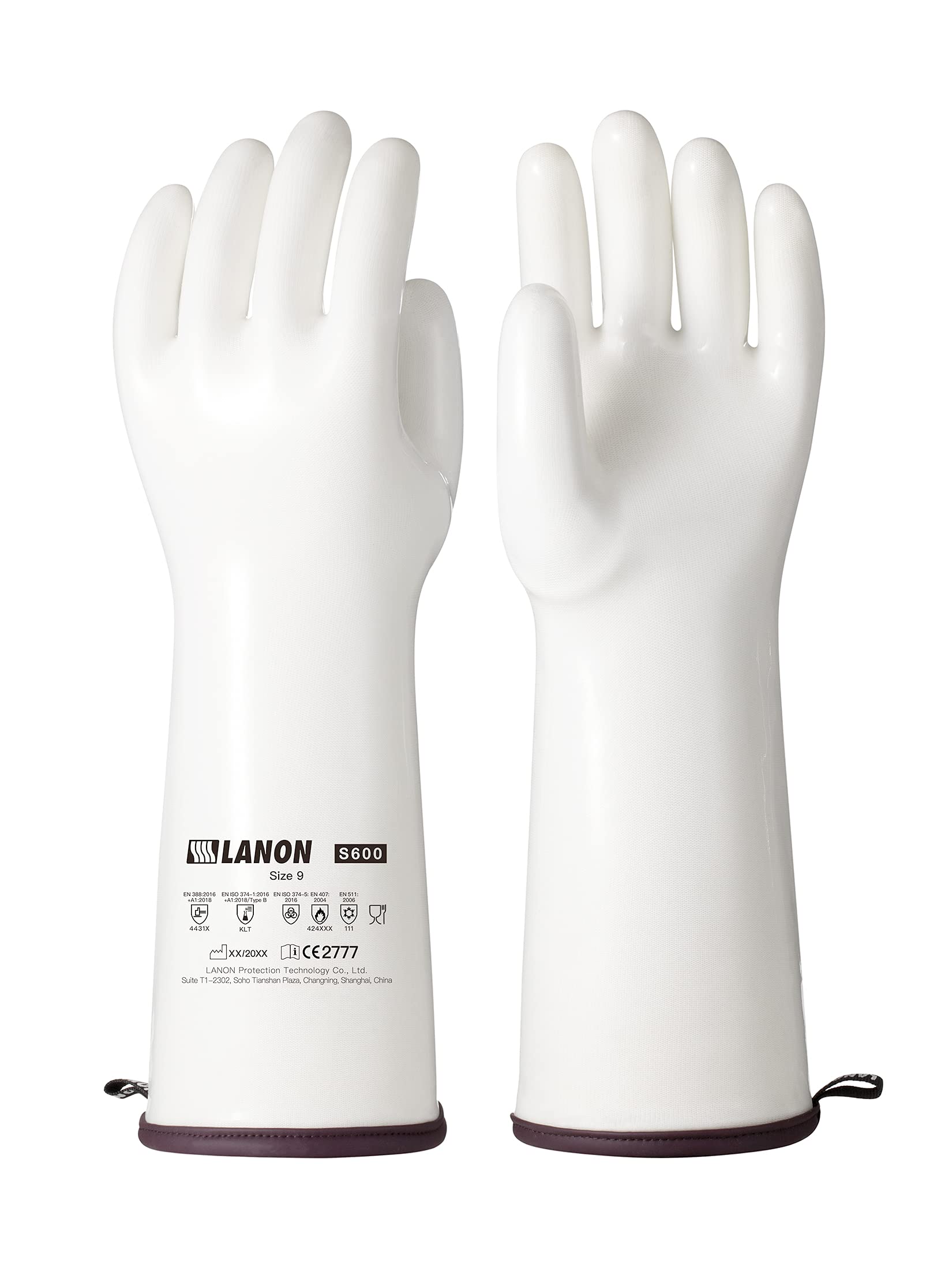 Photo 1 of LANON 15" Liquid Silicone Heat Resistant Oven Gloves, Food Grade, CoralAir Liner, Waterproof, Extra Long, Large