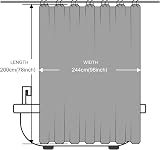 Furlinic Black Shower Curtain Extra Wide 244x200cm Waterproof 16 Hooks view 6