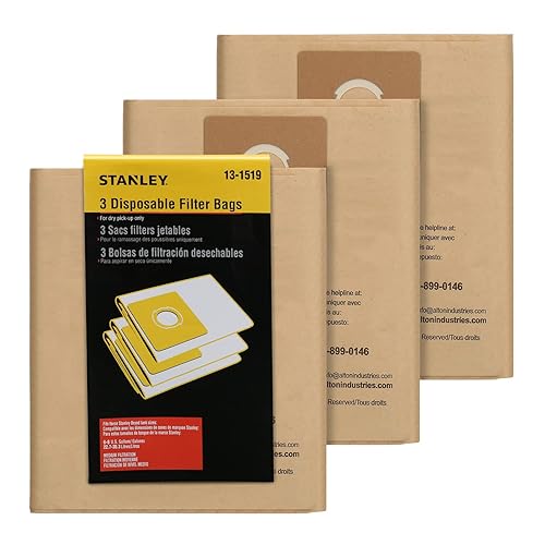 Stanley 13-1519 Disposable Filter Bag for SL18016 and SL18017 Wet/Dry Vacuums, 3-Pack