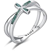 KoyeKei Cross Rings for Women 925 Sterling Silver Faith Cross Rings Christian Religious Jewelry Gifts for Men