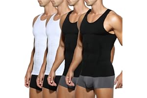Arjen Kroos Men's Compression Muscle Undershirts Slimming Tank Top Shapewear Body Shaper 4 Pack