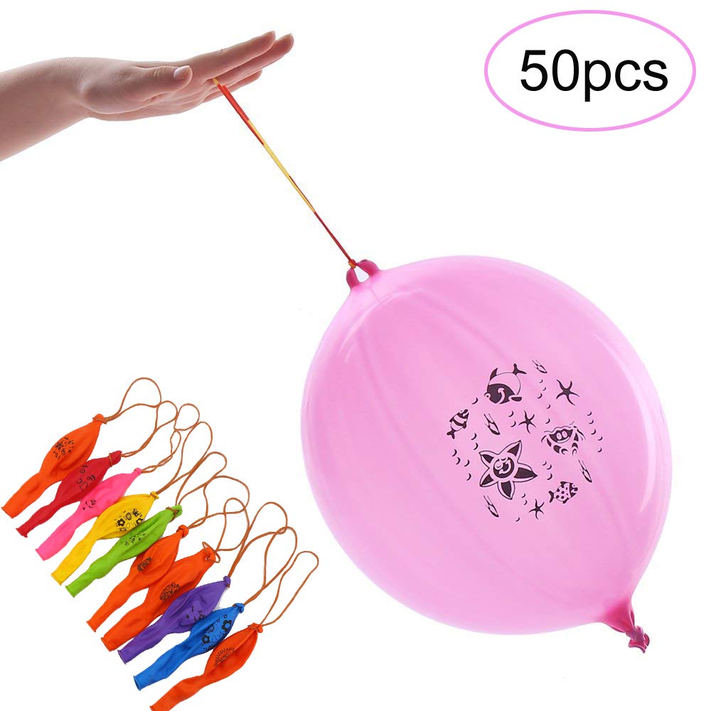 DECORA 50pcs 12" Punch Balloons with Rubber Band Handles