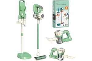 BAYMI 3-in-1 Kids Vacuum That Really Works, Toddler Toy Vacuum Cleaning Set for Children Aged 3+, Fun Kids Working Toy Vacuum Cleaner with Working Suction for Realistic Play (630Green)