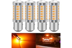 KATUR 4pcs 1157 BAY15D 5630 33-SMD Amber 900 Lumens Super Bright LED Turn Tail Brake Stop Signal Light Lamp Bulb 12V 3.6W