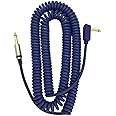 Vox VCC090BL Vintage Coiled Guitar Cable - 29.5ft, Straight to Right Angle, 1/4" TS Male, Blue