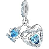 Birthstone Charms for Pandora Charms Bracelets - 925 Sterling Silver Infinity Heart Dangle Charm fit Bracelet and Necklace Birthday Jewelry Gifts For Women