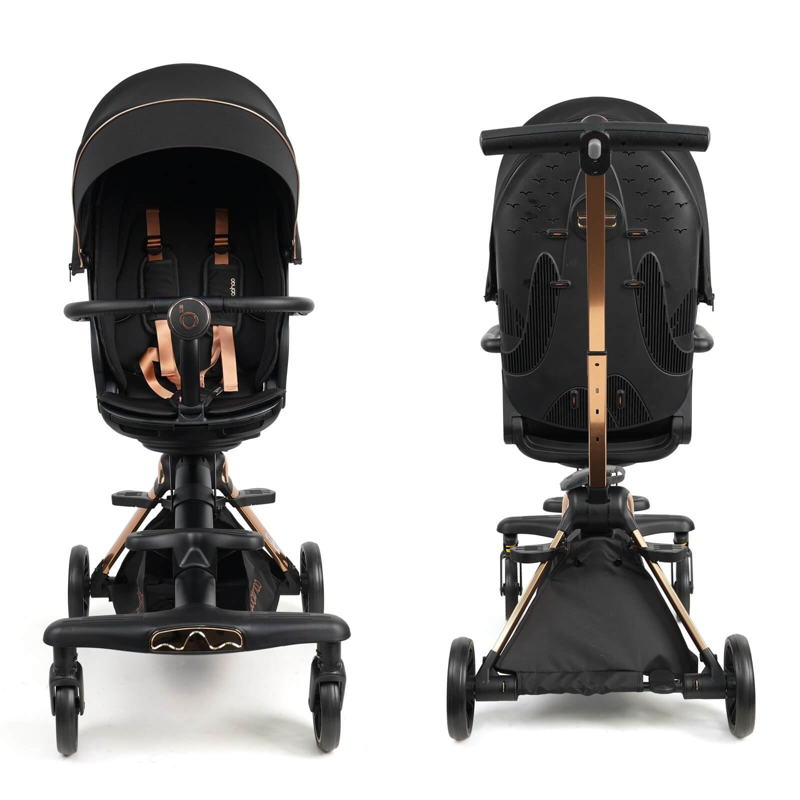 Lightweight Folding Stroller Wagon for Baby & Toddler Travel, 360° Reversible Seat, Adjustable Canopy with Storage Basket, Airplane-Friendly Compact Umbrella Stroller,Glory Black