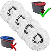4 Pack Spin Mop Head Replace for Vileda/O-Cedar EasyWring 1 Tank,Compatible with Vileda/Ocedar Triangle Swivel Mops Microfibe