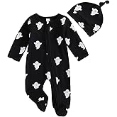 Newborn Infant Baby Girl Boy Halloween Outfits Ghost Footed Onesie Knit Long Sleeve Romper + Hat/Bow 2Pcs