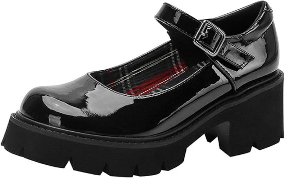 Amazon.com | Classic Mary Jane Oxford Pumps for Women Closed Round Toe Shoes with Ankle Strap 