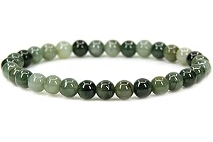Angelstones Gem Semi Precious Gemstone 6mm Round Beads Stretch Bracelet 7" Unisex