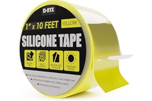 D-NYX Silicone Grip Tape - 1 or 4 Pack, 10ft or 36ft Silicone Rubber Wrap for Pull Up Bars, Barbells, Dumbbells, Sports and Gym Equipment, and Tools, Baseball Bat Grip Tape (Yellow, 10 Feet)